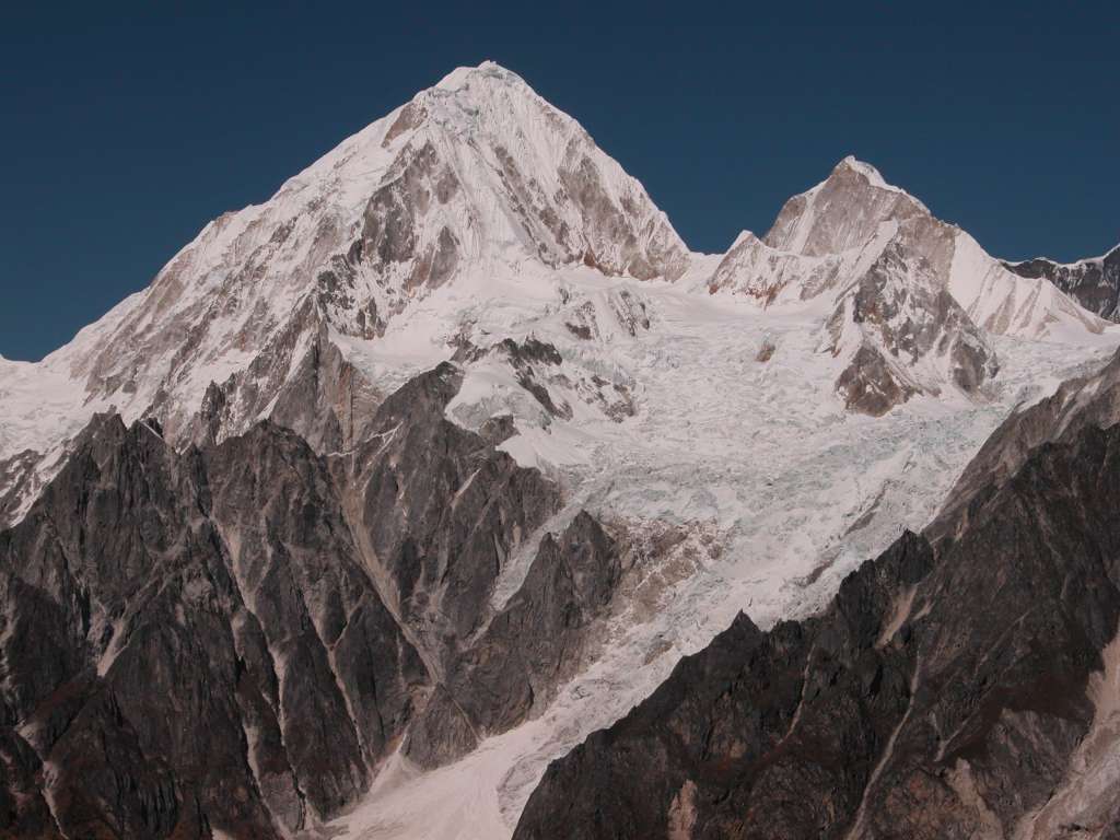 Manaslu 09 04 Nemjung From Descent From Larkya La Just after starting the descent from the Larkya La, the vista opened up with Nemjung (7140m) on my right. Nemjung was first climbed on Oct 27, 1983 by Makito Minami, Wataru Saito, Ken Takahashi, and Kirki Lama.